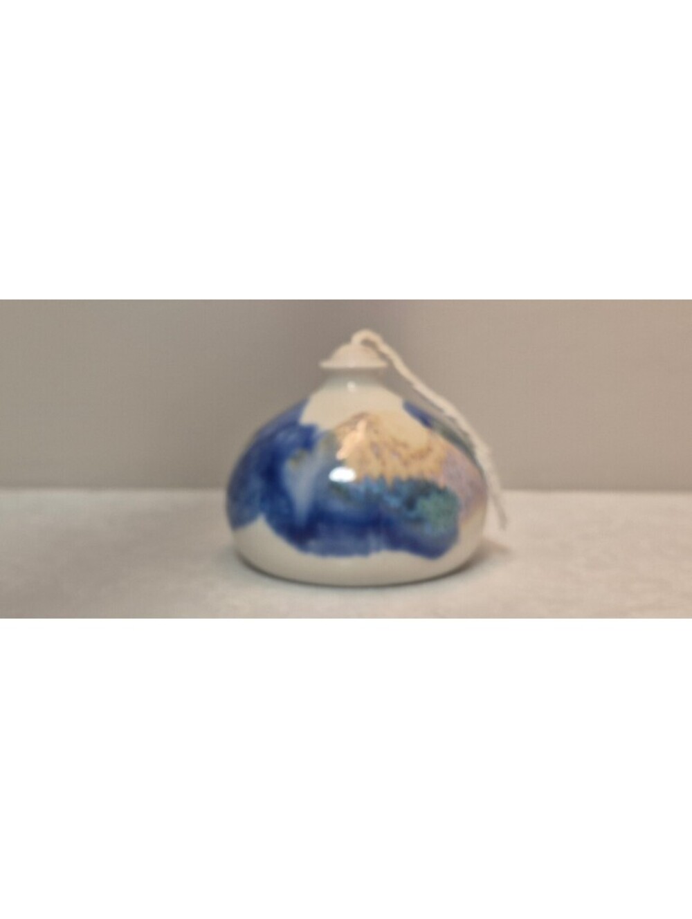 Vintage Kravec Studios Signed Ceramic Oil Lamp & Bud Vase - Blue Drip Glaze